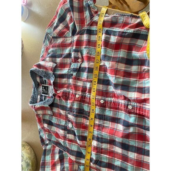 PROJEKRAW Mens Multicolor Plaid Collared Short Sleeves Button-Up Shirts XL - Picture 9 of 15